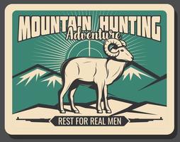 aventure de chasse à la chèvre de montagne, affiche vectorielle vecteur