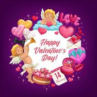 coeurs d'amour saint valentin, cupidons, cadeaux romantiques vecteur