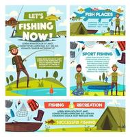 voyages de pêche, pêche pêche tourisme loisirs vecteur