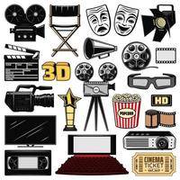 cinématographie et icônes de cinéma rétro vecteur