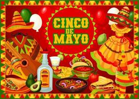 célébrations de la fête mexicaine fiesta cinco de mayo vecteur