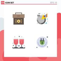 ensemble de 4 icônes plates vectorielles sur la grille pour les éléments de conception vectoriels modifiables de jus analytique d'économie de produit de sac vecteur
