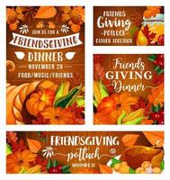dîner-partage entre amis, jour de Thanksgiving vecteur