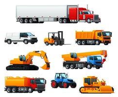 transport routier, machinerie lourde et icône de véhicule vecteur