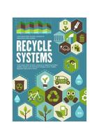 recycler l'affiche avec l'écologie et l'icône de l'énergie verte vecteur