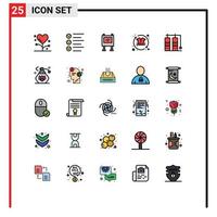 pack de 25 symboles universels de couleur plate de ligne remplie d'emojis de vente de processus promouvoir des éléments de conception vectoriels modifiables d'affiche vecteur