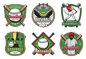 icônes et emblèmes de sport d'équipe de baseball vecteur