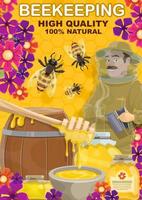 miel d'apiculture et homme apiculteur, vecteur