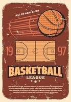affiche de vecteur minable ancienne ligue de basket rétro