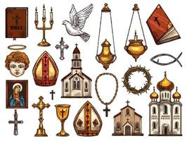 christianisme religion orthodoxe, symboles catholiques vecteur