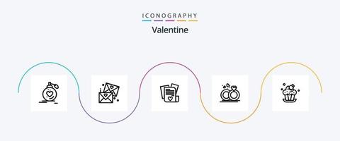 pack d'icônes de la ligne 5 de la saint-valentin, y compris le mariage. amour. lunettes. dossier. journée vecteur