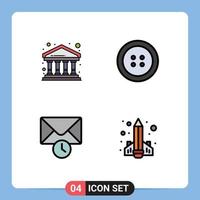 ensemble de 4 symboles d'icônes d'interface utilisateur modernes signes pour la connaissance de l'histoire de la construction de livre de banque éléments de conception vectoriels modifiables vecteur