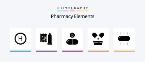 éléments de pharmacie glyphe 5 pack d'icônes comprenant des pilules. médicament . Médicament. goutte. conception d'icônes créatives vecteur