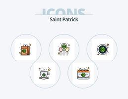 pack d'icônes remplies de la ligne saint patrick 5 conception d'icônes. guirlande. Saint. café. téléphone. téléphone portable vecteur