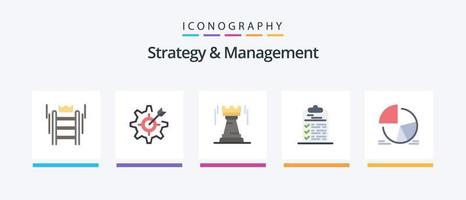 pack d'icônes plat 5 de stratégie et de gestion, y compris la tâche. liste de contrôle. paramètre. fort. stratégie. conception d'icônes créatives vecteur