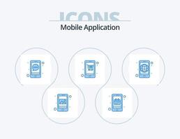 application mobile pack d'icônes bleues 5 conception d'icônes. application. shopping en ligne. application. faire du shopping. Chariot vecteur