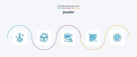 pack de 5 icônes de bijoux bleus, y compris le mariage. bijoux. diamant. diamant. bijoux vecteur