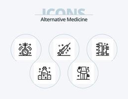 pack d'icônes de ligne de médecine alternative 5 conception d'icônes. botanique. le bien-être. beauté. spa. chaud vecteur