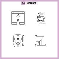 pack de 4 symboles universels de pantalons mic tea hotel sound éléments de conception vectoriels modifiables vecteur