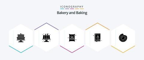 cuisson pack d'icônes de 25 glyphes comprenant. pâtisserie. . aliments vecteur