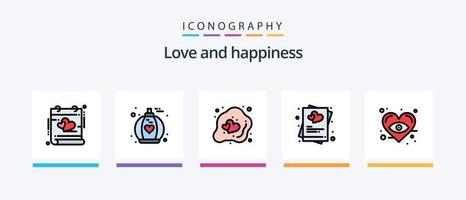 pack de 5 icônes rempli de ligne d'amour, y compris le cœur. romance. amour. aimant. cœur. conception d'icônes créatives vecteur