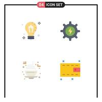 groupe de 4 icônes plates signes et symboles pour l'esprit solution de chocolat coupe d'énergie éléments de conception vectoriels modifiables vecteur