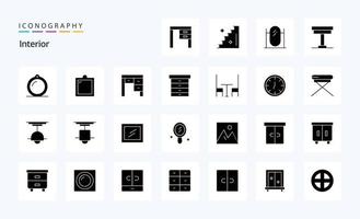 pack d'icônes de 25 glyphes solides intérieurs vecteur