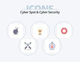 pack d'icônes plates cyber spot et cybersécurité 5 conception d'icônes. prix. décerner. minuteur. explosion. danger vecteur