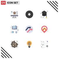 pack de 9 signes et symboles de couleurs plates modernes pour les supports d'impression Web tels que les données d'incendie chapeau entreprise ebook éléments de conception vectoriels modifiables vecteur