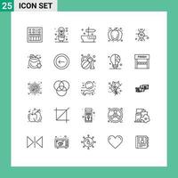 ligne d'interface mobile ensemble de 25 pictogrammes d'éclairage d'adn alimentaire thanksgiving donnant des éléments de conception vectoriels modifiables vecteur