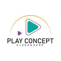 concept de conception de logo de jeu coloré. jouer au vecteur de modèle de logo. symbole d'icône