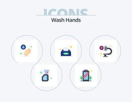 se laver les mains pack d'icônes plat 5 conception d'icônes. laboratoire. boîte à mouchoirs. rester. tissu. boîte vecteur