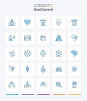 pack d'icônes bleues créatives du carnaval du brésil 25 telles que l'équilibre. Bien. Christ. tambouriner. lumière vecteur