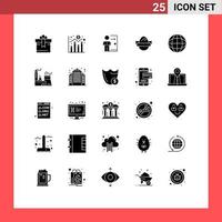 pack de lignes vectorielles modifiables de 25 glyphes solides simples de vacances oeuf employé oeuf de pâques personne éléments de conception vectoriels modifiables vecteur