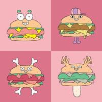 hamburger monstre, adapté à la conception d'autocollants et à la conception de t-shirts vecteur