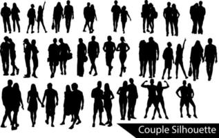 couple, silhouette, ensemble vecteur