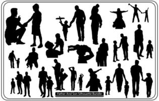 vecteur de silhouette père et fils