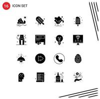 16 icônes créatives signes et symboles modernes de régime été usa glace pollution éléments de conception vectoriels modifiables vecteur