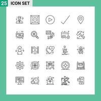 ensemble moderne de 25 lignes et symboles tels que pm pin check marker location éléments de conception vectoriels modifiables vecteur