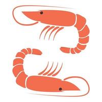 fruits de mer aux crevettes. crevettes isolées sur fond blanc. logo. crevettes vecteur