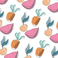 motif de fruits tropicaux, pomme sans couture, ananas, illustration de pastèque vecteur