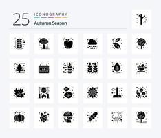 automne 25 pack d'icônes de glyphes solides comprenant des cendres. pluie. poison. nuage. aliments vecteur