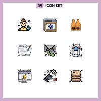 pack d'icônes vectorielles stock de 9 signes et symboles de ligne pour la construction de jeu de réglage de carte de quête éléments de conception vectoriels modifiables vecteur