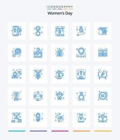 pack d'icônes bleues créatives pour la journée des femmes 25 telles que le jour. femmes. miroiter. huit. féminisme vecteur