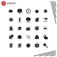 interface mobile glyphe solide ensemble de 25 pictogrammes d'éléments de conception vectoriels modifiables par l'utilisateur de papillon de sécurité de roue de pâques vecteur