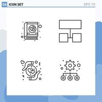 pack de 4 signes et symboles modernes de couleurs plates remplies pour les supports d'impression Web tels que le livre amour valentine structure hiérarchie éléments de conception vectoriels modifiables vecteur