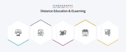 enseignement à distance et elearning pack d'icônes de 25 lignes, y compris la ligne. CV. temps. ordinateur. document vecteur