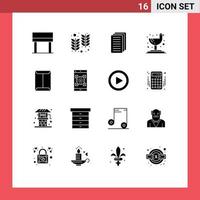 pack de glyphes solides de 16 symboles universels de porte-documents ouvert éléments de conception vectoriels modifiables tropicaux vecteur