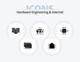 ingénierie matérielle et pack d'icônes de glyphe internet 5 conception d'icônes. l'Internet. iot. intelligent. serveur. Les données vecteur