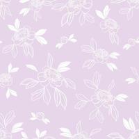 motif de répétition vectoriel floral pivoine violet et blanc pastel, mignon.